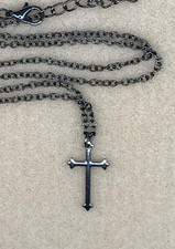 New Gothic Cross Pendant Gunmetal Black Chain Necklace