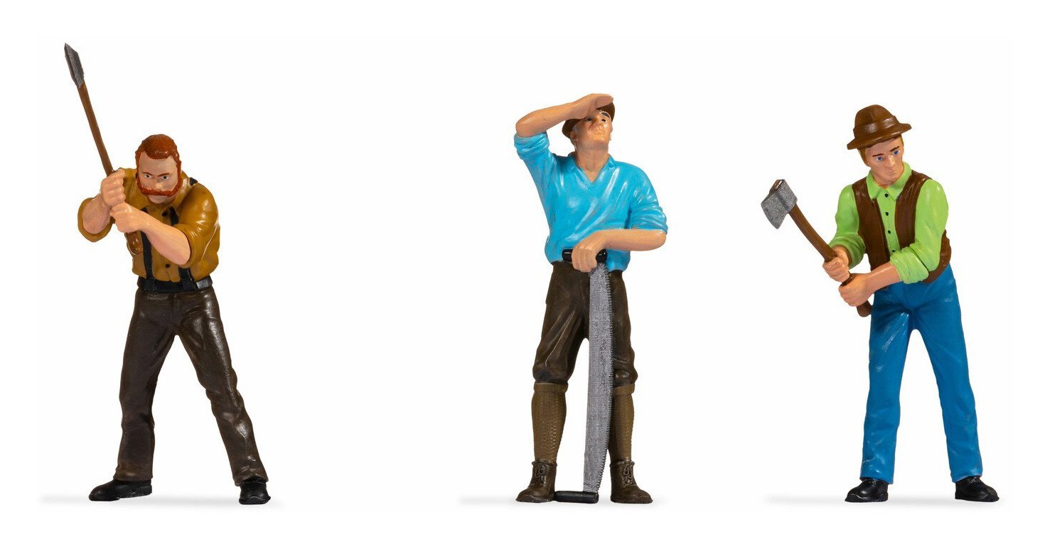 NOCH 17333 Set Of 3 Lumberjacks With Accessories Scale G 1:22.5