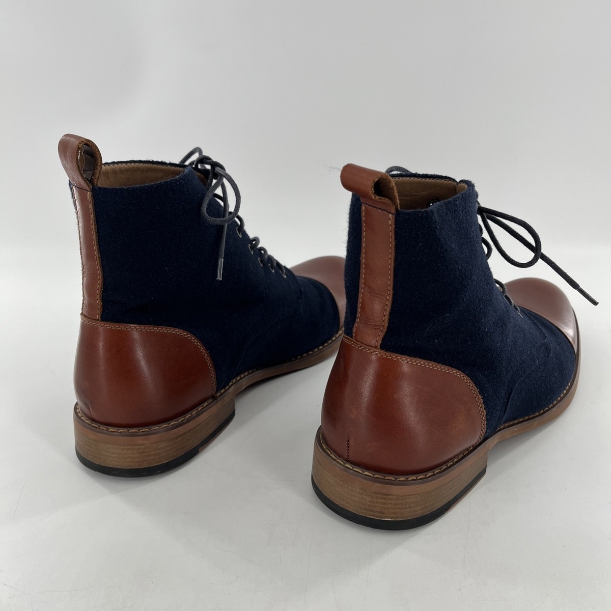 La Milano Mens Lace Up Boots Stance‎ Cognac Navy Leather Fabric Cap Toe Size 14 La Milano Lace Up Boots for Men for Sale | Shop New & Used  main image 4