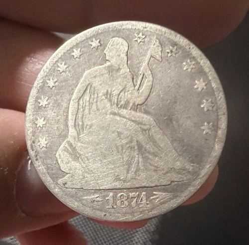 1874 ARROWS SEATED LIBERTY SILVER HALF