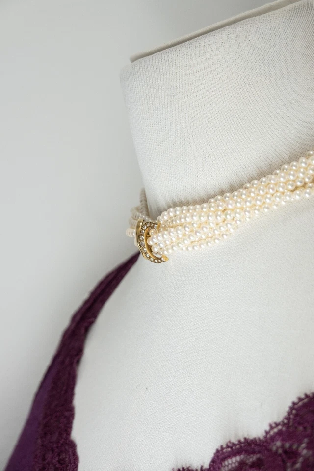 Collar Cartier Vintage Oro Amarillo 18K Diamante Multi Hilo Perla (20557-NXEHH) Foto 4 de 4