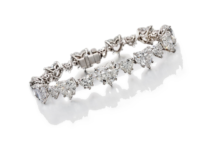 8ct Heart Simulated Diamond Pretty Heart Link Bracelet 14k White Gold PlatedSLVR