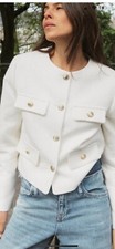 ZARA NEW WOMAN CROPPED BLAZER WITH FLAPS JACKET ECRU 2764/637 S 25