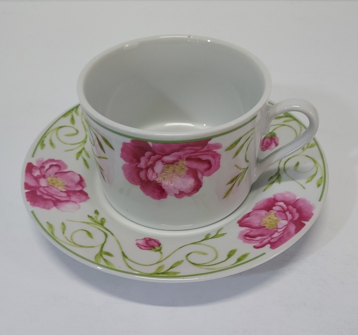 Vintage Gibson Everyday China Cup and Saucer Set Pink Floral Pattern