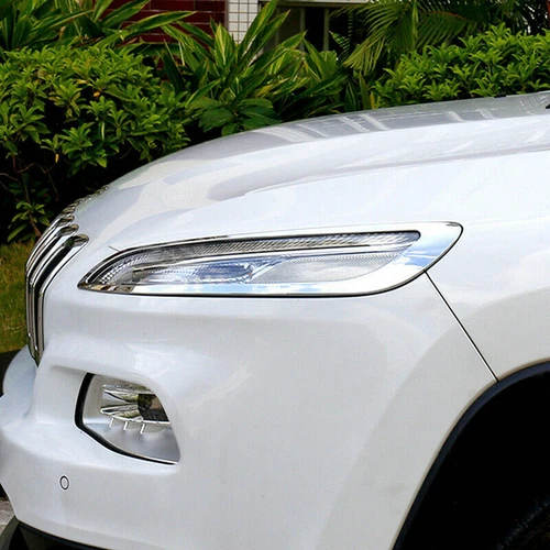 2Pcs ABS Chrome Daytime Running Light Decor Cover Trim For Jeep Cherokee 2014-18 - Picture 2 of 9