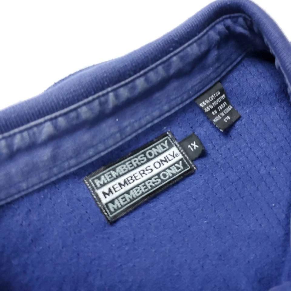 VINTAGE 90s Members Only Shirt Mens XL / 1X Blue Streetwear Sweatshirt Polo 80s - Image 4 of 4