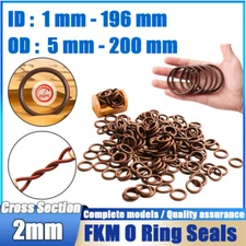Metric Vitons™ FKM Rubber O-Rings 2mm Cross Section 1mm-196mm ID , 5mm-200mm OD