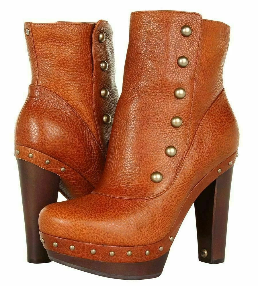 UGG AUSTRALIA COSIMA CHESTNUT LEATHER ANKLE BOOTS UK 8.5 EUR 41