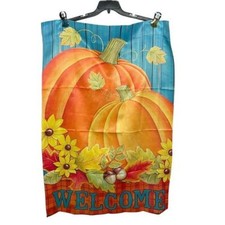 Deb Strain Welcome Fall Garden Flag Hang Wall Thanksgiving Pumpkin Acorn Harvest