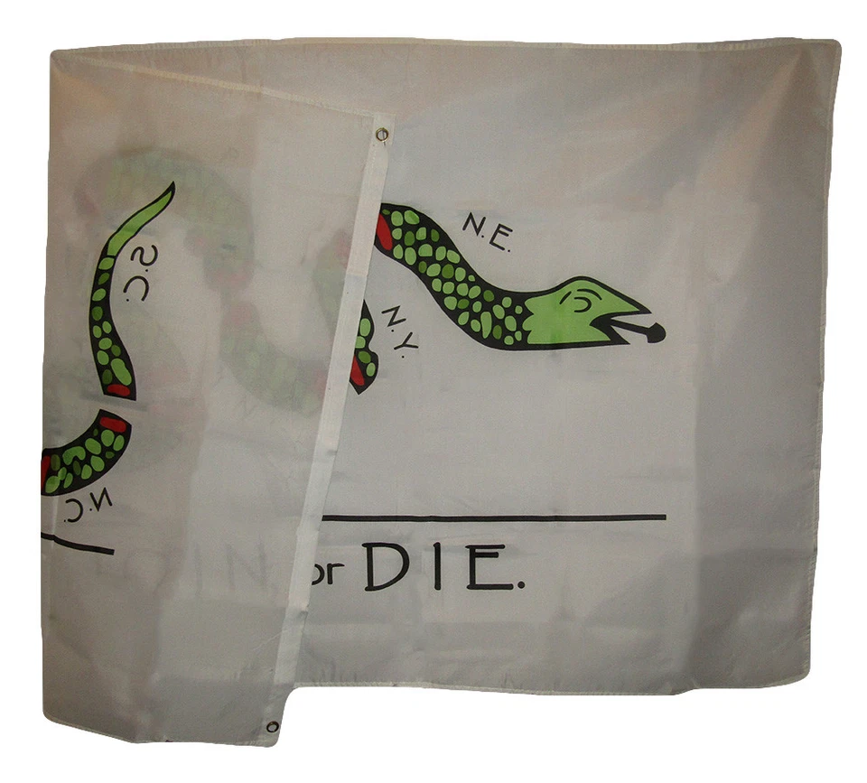 Ojales bandera poliéster premium 3x5 Join or Die serpiente colorida blanca 3'x5' F1456 Foto 2 de 4