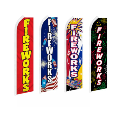 Fireworks USA Fourth of July Swooper Flutter Advertising Firework Business Flags