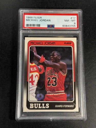 MICHAEL JORDAN 1988 88 FLEER #17 VINTAGE CARD NM-MINT PSA 8 BULLS NBA MJ (3705)