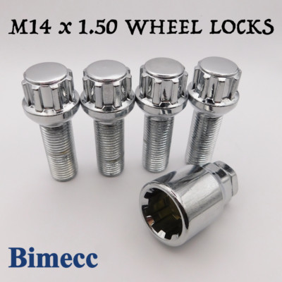 Radschrauben Arretierung M14x1,5, R13 28mm (Bimecc) chrom für Mercedes C Klasse