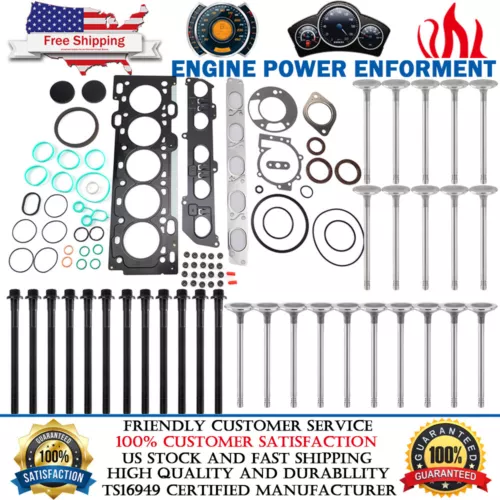 Cylinder Head Gasket Bolt Valve Kit For 04-15 Volvo 2.5L C30 C70 S40 S60 V50 V60