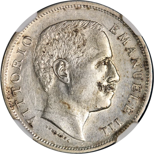 1906 R Italy Lira NGC AU58 Nice Luster Nice Strike