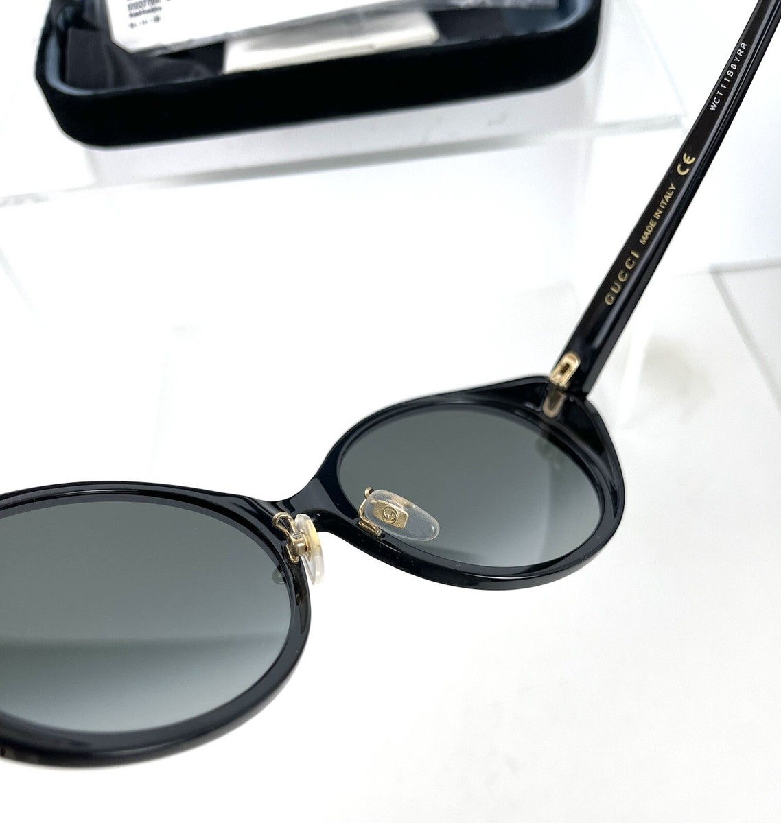 AUTHENTIC Gucci GG0370SK 001 Oval Black Gray Gradient