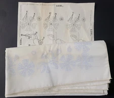 Vtg Plaid Artex Tri-Chem Posies Lunchcloth Printed Tablecloth Liquid Embroidery