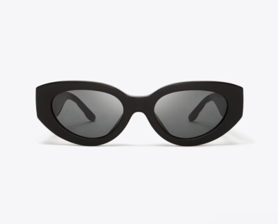 Tory Burch Kira Cat-Eye Sunglasses, Black/Solid Grey  display picture 3
