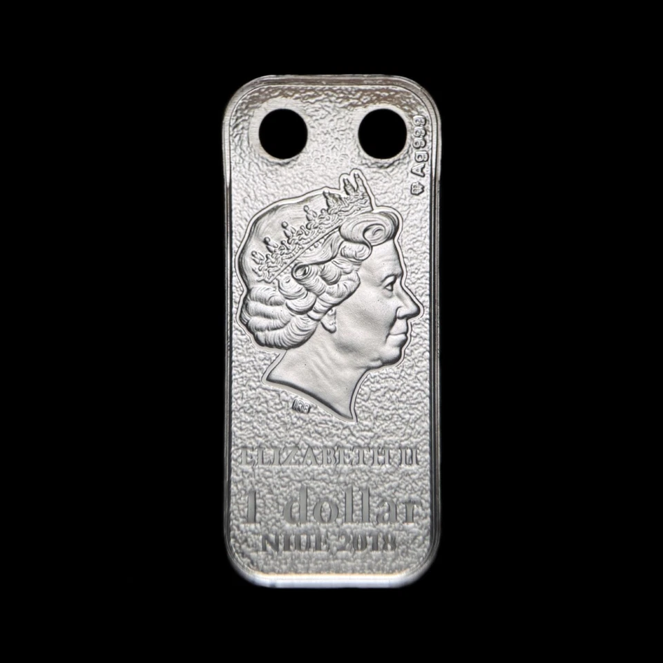 NIUE. 2018, 1 Dollar, Silver - Chinese Zodiac, Dog, Afghan Hound Swarovski 1 - Image 2 of 3