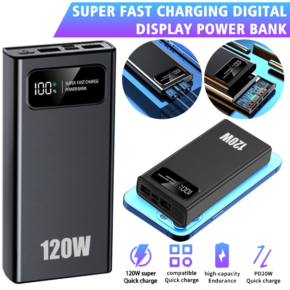 Portable 70000mAh 120W Power Bank Large Capacity External Battery Fast Charging image 2
