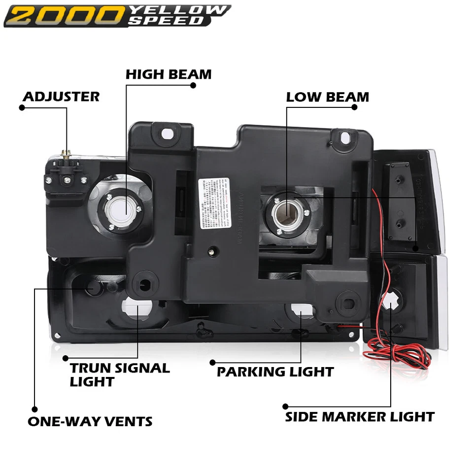 Fit For 94-00 Chevy GMC C/K 1500 2500 3500 LED DRL Smoke Lens Black Headlights Foto 4 de 4