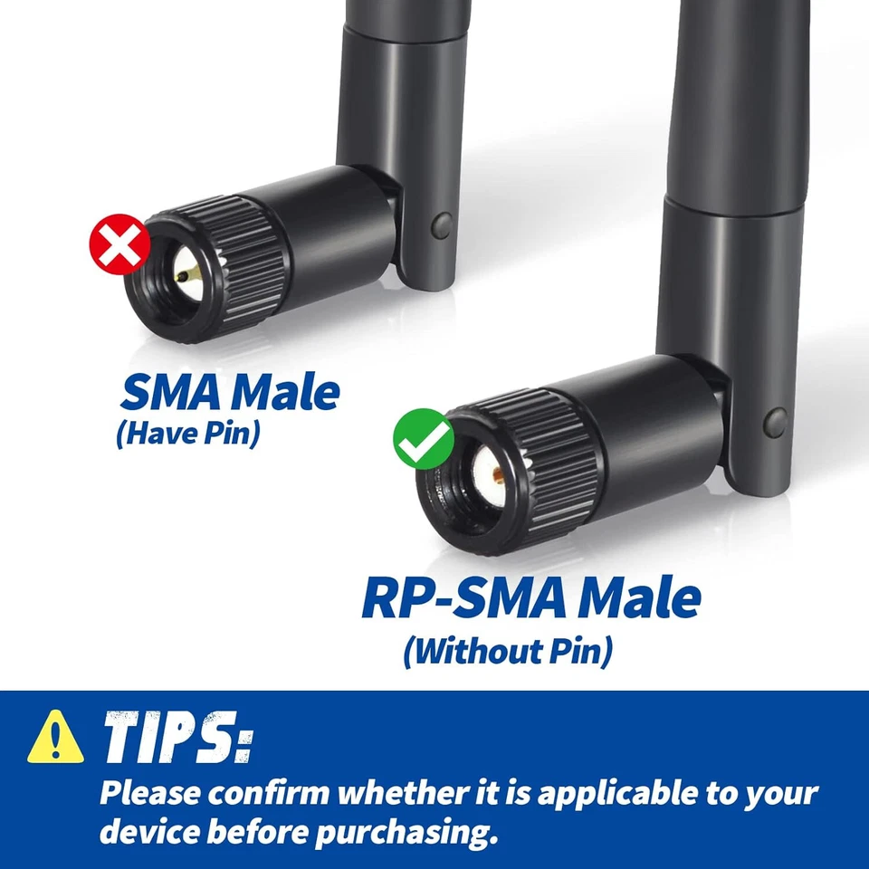 2x Dualband-WLAN-Antenne 2,4 GHz 5 GHz 5,8 GHz 3 dBi MIMO RP-SMA für WLAN-Router - Bild 4 von 4