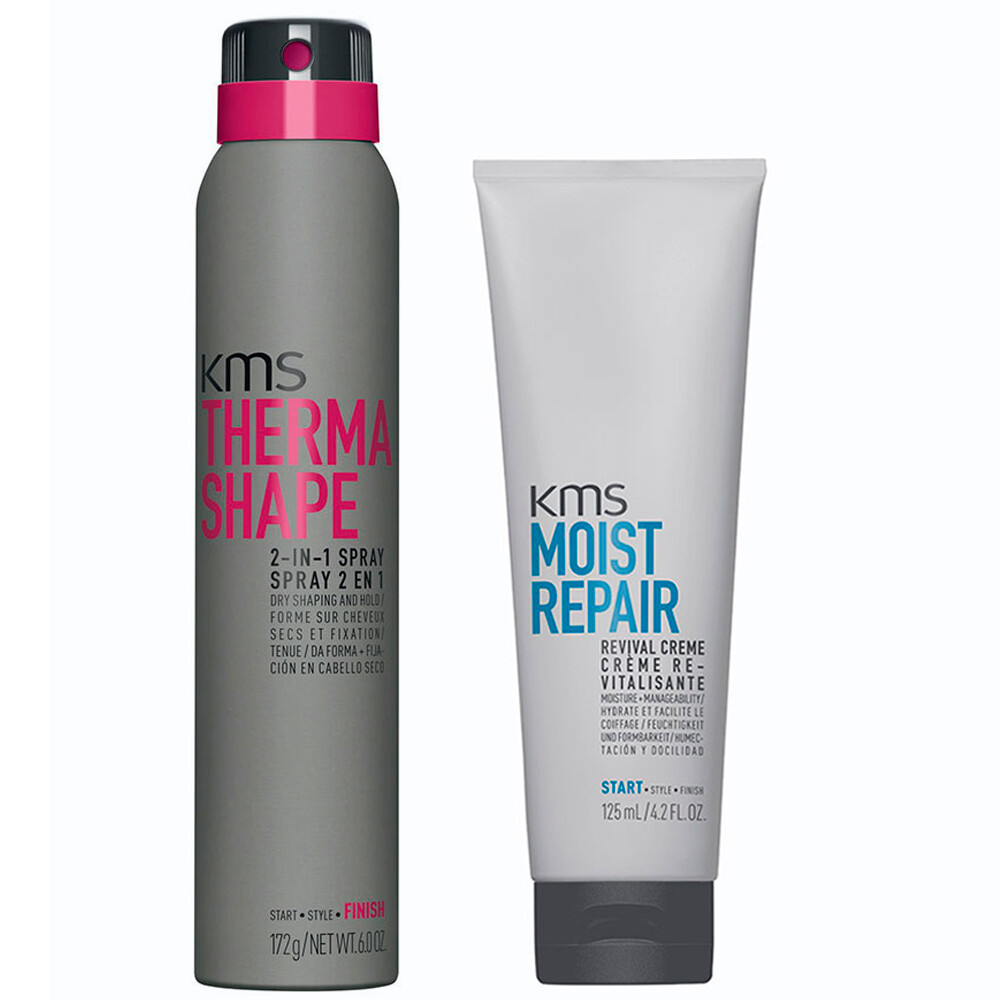 Увлажняющий восстанавливающий крем KMS Moistrepair Revival Creme 125 мл + 100 мл спрея Thermashape 2-в-1 = НАБОР объемом 225 мл