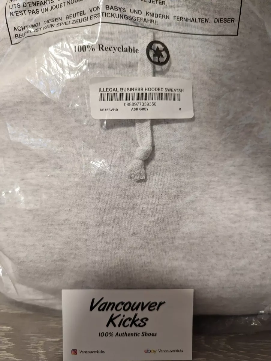 Supreme Illegal Business Controls America Hooded Sweatshirt Size Medium SS18 Ash