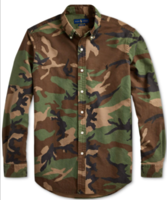 NWT Men's Polo Ralph Lauren Military Camo Button Down Twill Shirt