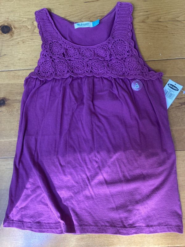 OLD NAVY - Vintage Magenta Girl’s Floret Crochette Cotton Tank Top, size L