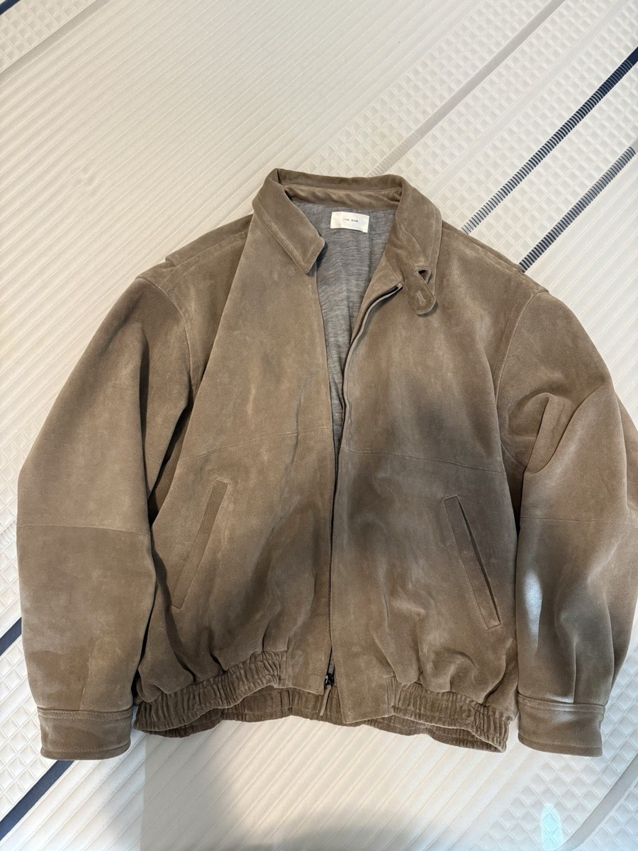 The Row Ronan Suede Calfskin Leather Biege Bomber Jacket | eBay