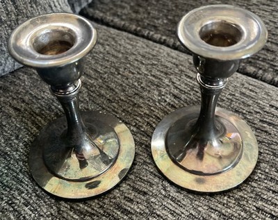 Oneida Silverplate Candlestick Holders Pair Tarnish Resistant Japan VTG (H5)