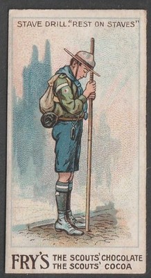Fry's Cocoa & Chocolate, 1st Scout Series, 1912, No 32, Stave Drill: ''Rest on...