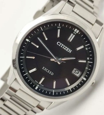 Citizen Exceed Titanium Radio-Controlled Watch Thin Lightweight Black Dial Used