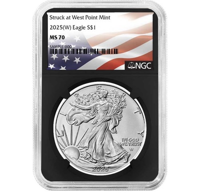 #ad 2025 W $1 1 oz American Silver Eagle NGC MS70 Flag Label Retro Core $89.98
