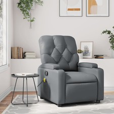 Massage Recliner Chair Grey Faux leather, metal, plywood Standard