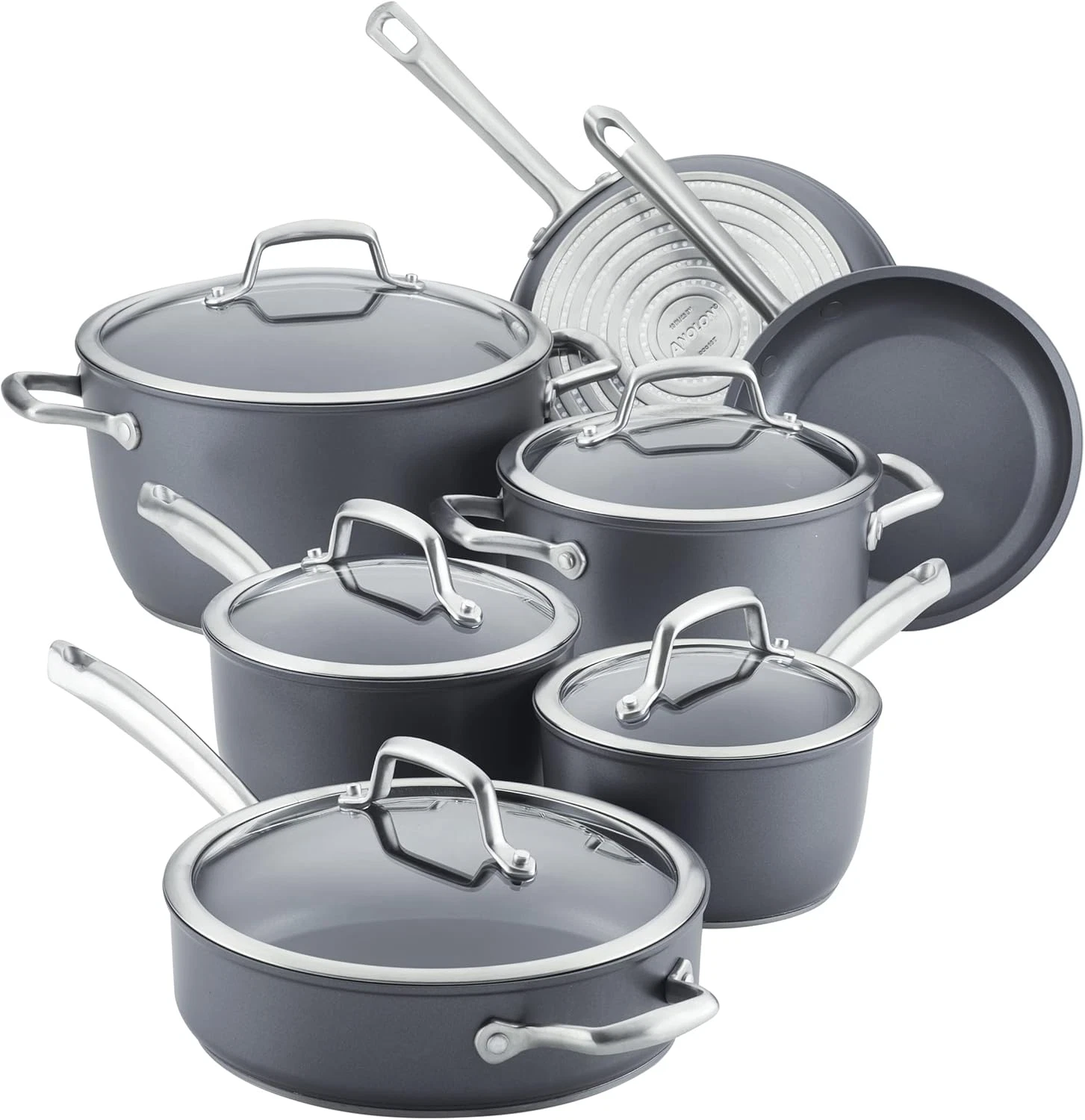 Accolade 12-Piece Induction Cookware Set - Nonstick Moonstone Gray