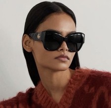 Gucci GG0808S 001 Butterfly Designer Oversized Women's Sunglasses Black Tinted