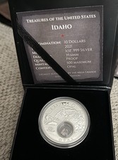 2021 Treasures of the US Idaho Opal 1oz .999 Silver Coin Native American Mint