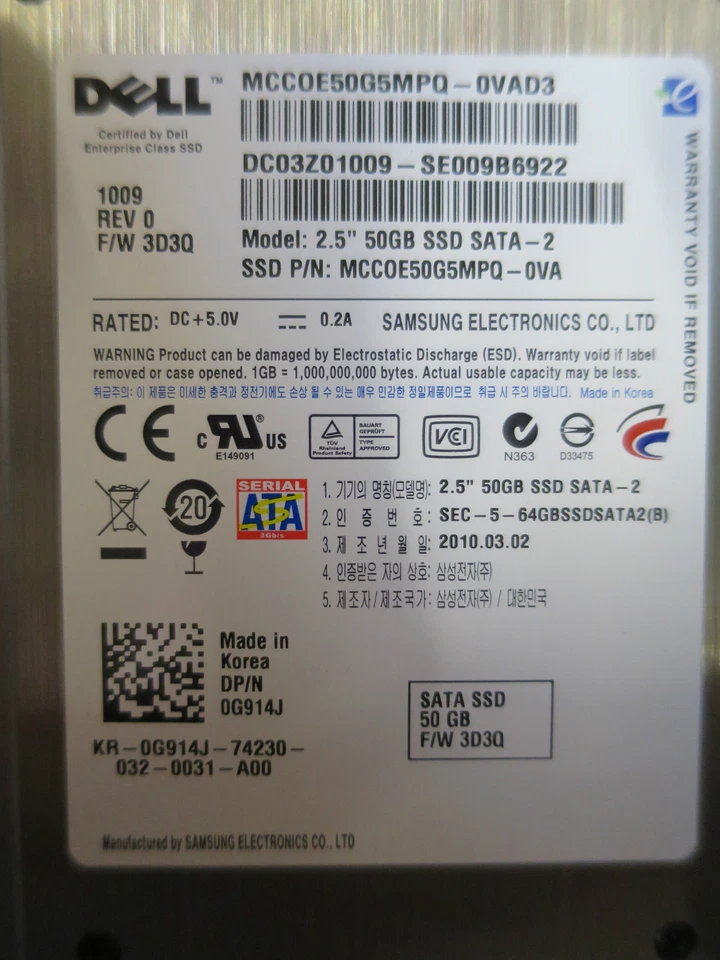 NEW Dell EqualLogic G914J MCC0E50G5MPQ-0VA 50GB SSD 0936788-01 - Image 4 of 4