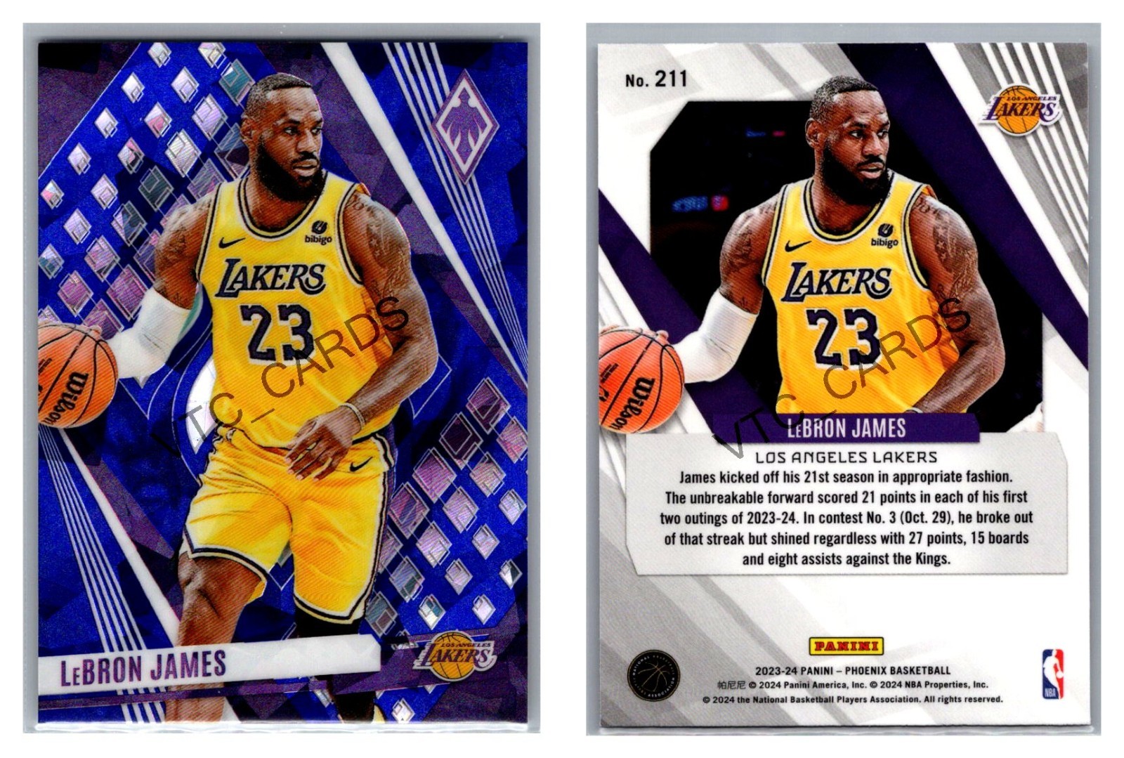LeBron James Blue Ice Phoenix 2023-24 Panini Phoenix #211 Los Angeles Lakers