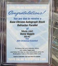Nikola Jokic Bowman Black Refractor AUTO Redemption! /10!!