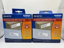 Lot of 2 Brother Genuine DK-2210 Continuous Length White Paper Tape 1.1” x 100’