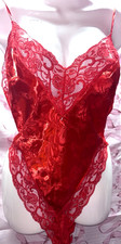 VTG Sz M Romantic Red Lace Deep V Teddy