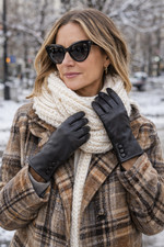 Vintage Black Leather Dress Gloves Button Wrist Classic Style Classic