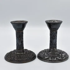 Pair Of Solid Silver Candlesticks Victorian Style 1980