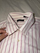 Vng Valentino Striped Dress Shirt White Pink Italy Size 40 15 3/4