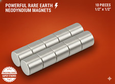 10 Strong 1/2x1/2  Inch Rare Earth Neodymium Disc Magnet Grade N42