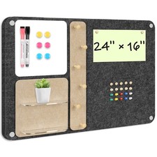 3-in-1 Foldable Bulletin Board 24"x16" Horizontal - Magnetic Whiteboard with ...