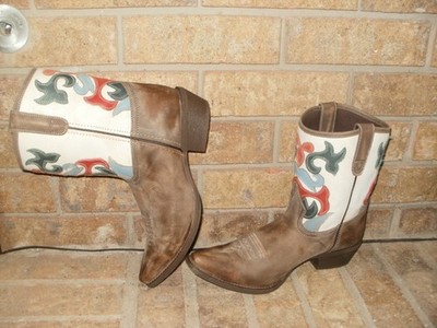 Laredo-Dan Post 52406 Snip Toe Western Fashion Boots Brown-Cream 11 M/MSRP$135